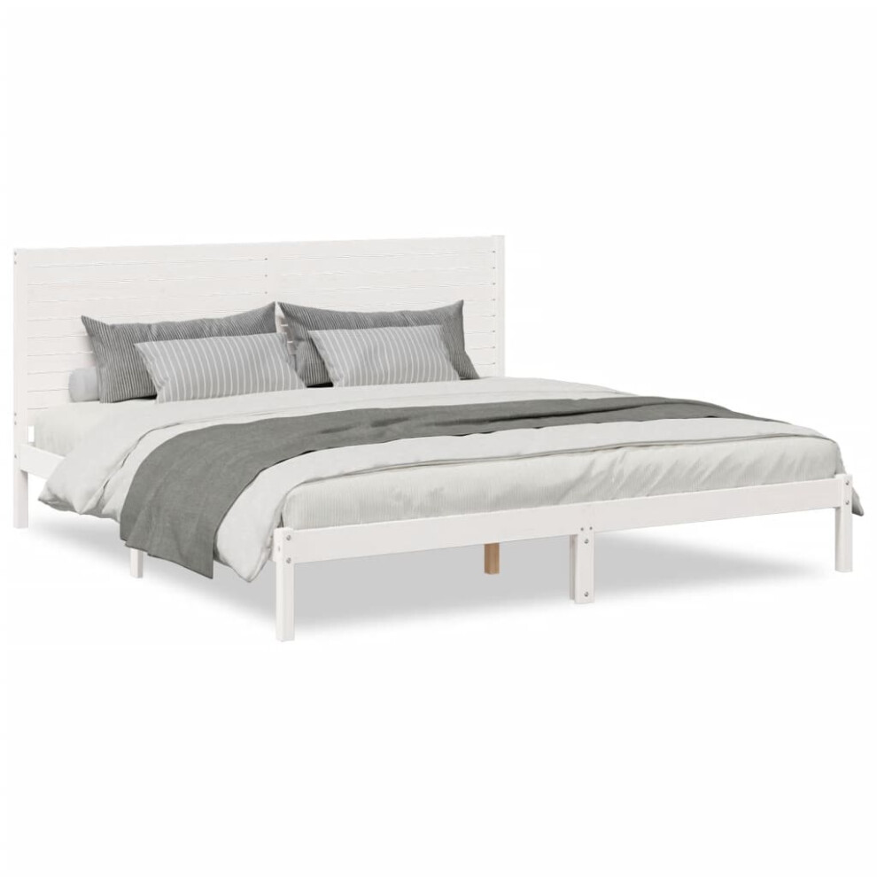 Vidaxl (White, 200 X 210 Cm) Bed Frame Bed Base Bedstead Bedroom Mattress Foundation Solid Wood