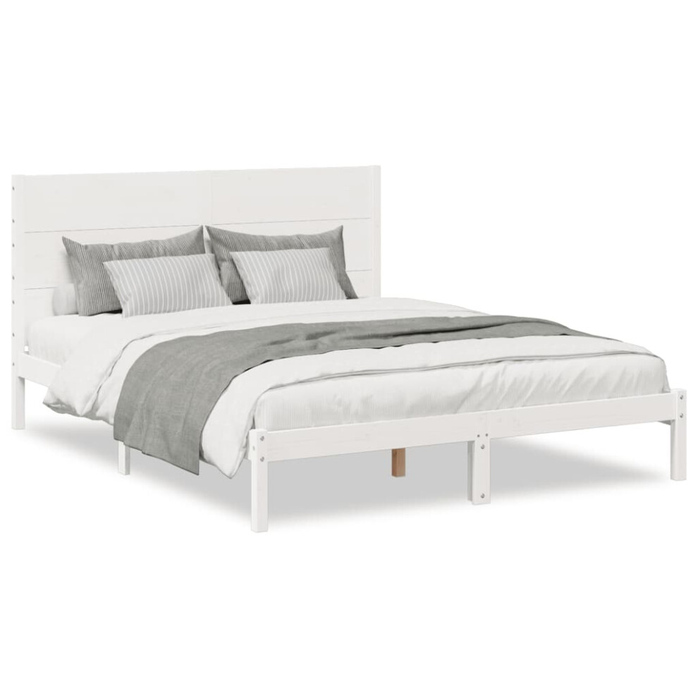 Vidaxl (, 140 X 220 Cm) Bed Frame Bed Base Bedstead Bedroom Mattress Foundation Solid Wood Pine White