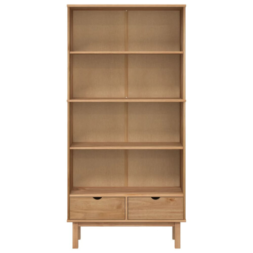 VidaXL (brown) vidaXL Solid Wood Pine Bookcase with 2 Drawers Storage Shelf Multi Colours 2