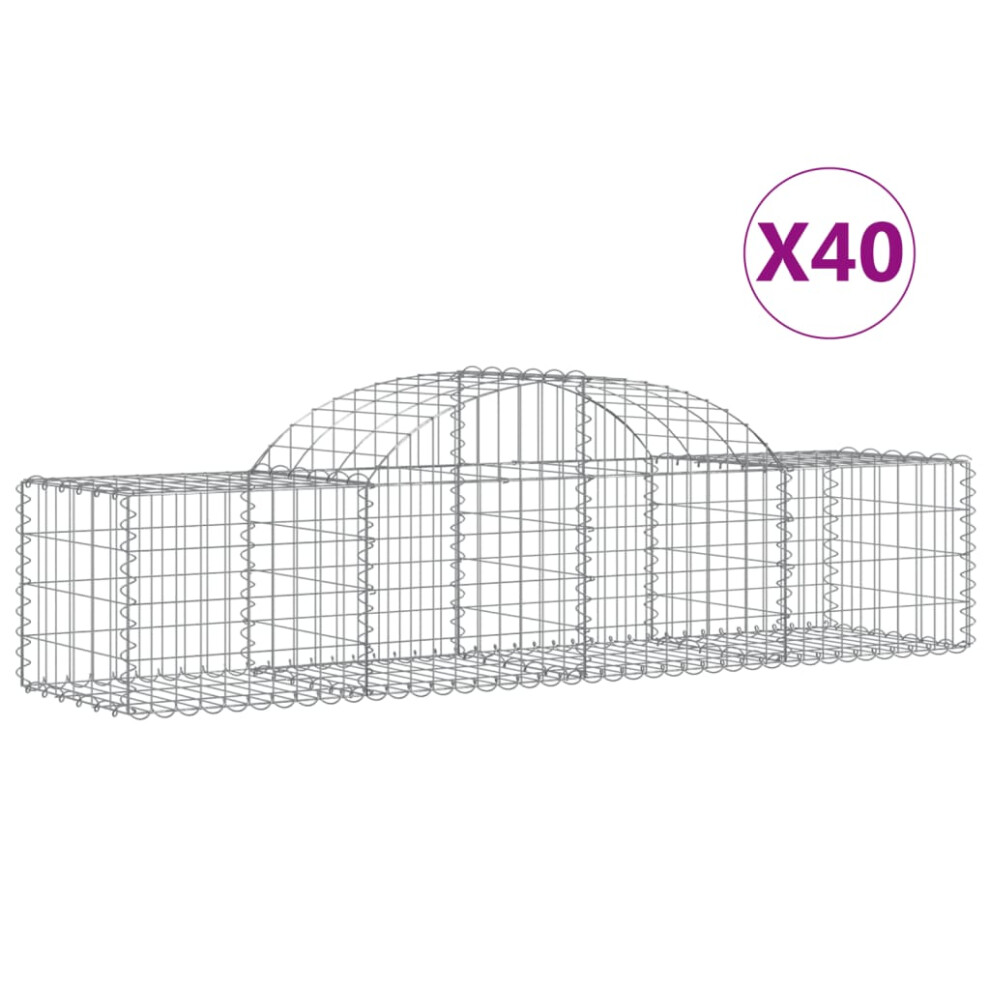 (200 x 50 x 40/60 cm/ 40 pcs) vidaXL Arched Gabion Basket Stone Basket Gabion Retaining Wall Galvanised Iron