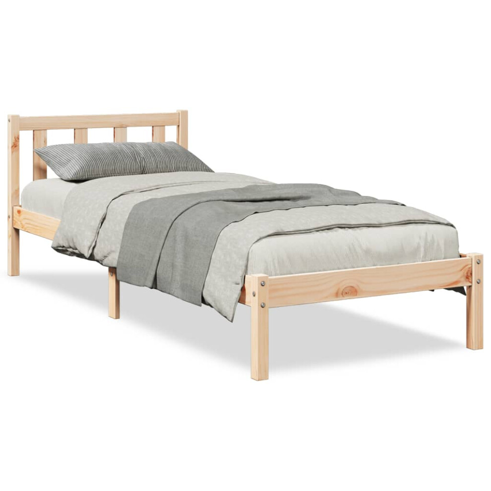 (natural, 90 x 210 cm) vidaXL Bed Frame Home Bedstead Bed Base Mattress Foundation Solid Pinewood