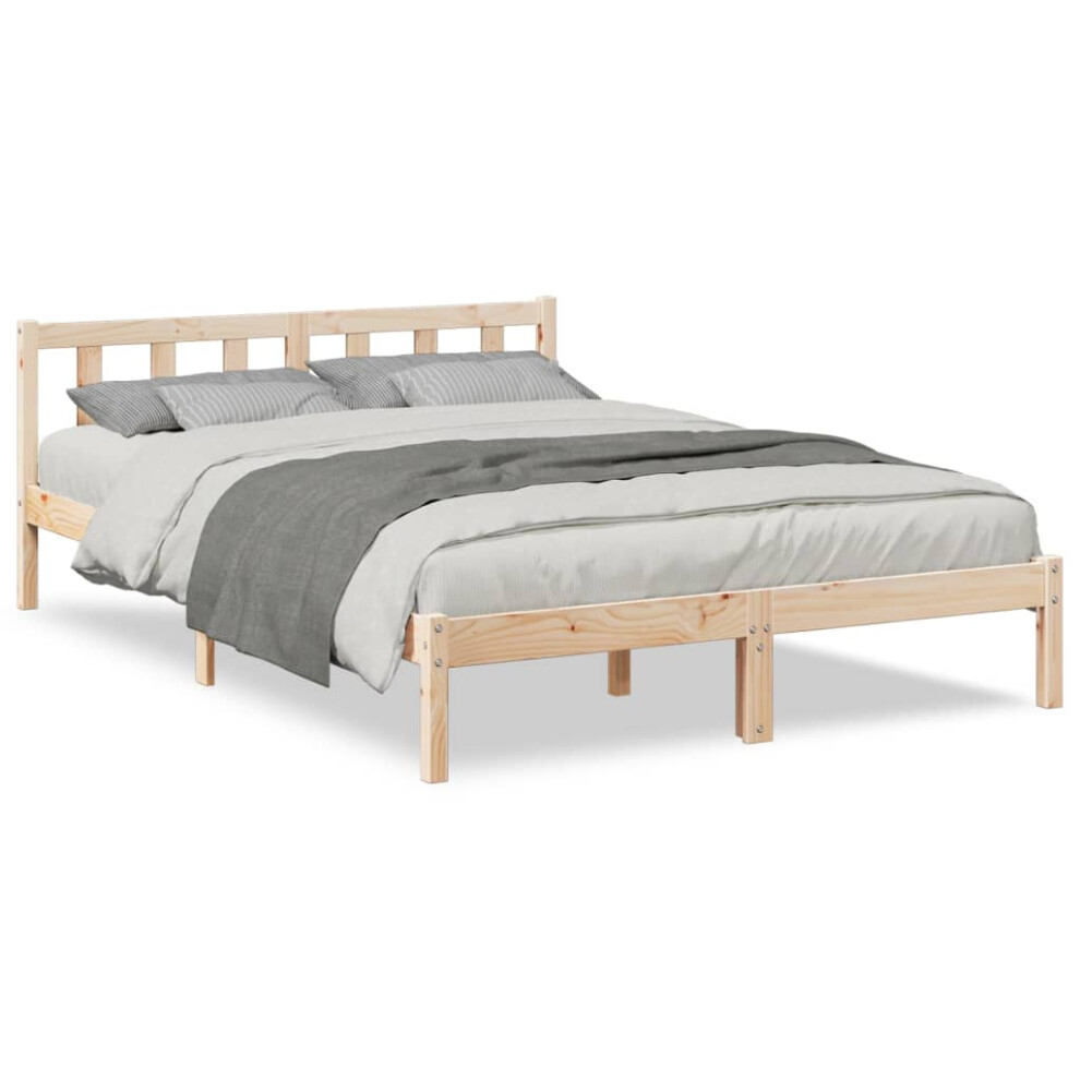 Vidaxl (Natural, 140 X 220 Cm) Bed Frame Home Bedstead Bed Base Mattress Foundation Solid Pinewood