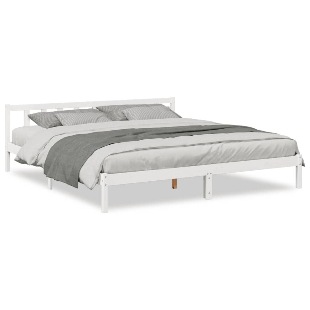 Vidaxl (White, 200 X 220 Cm) Bed Frame Home Bedstead Bed Base Mattress Foundation Solid Pinewood