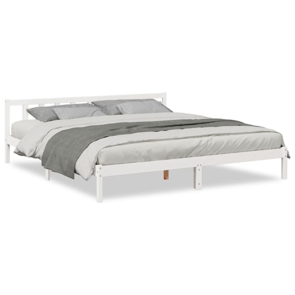 Vidaxl (White, 200 X 210 Cm) Bed Frame Home Bedstead Bed Base Mattress Foundation Solid Pinewood