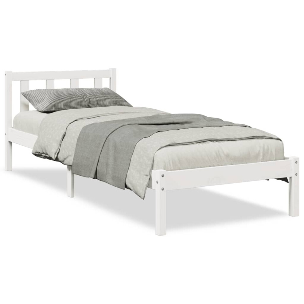 Vidaxl (White, 90 X 210 Cm) Bed Frame Home Bedstead Bed Base Mattress Foundation Solid Pinewood