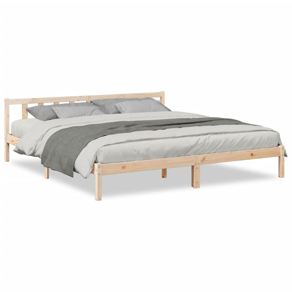 (natural, 180 x 220 cm) vidaXL Bed Frame Home Bedstead Bed Base Mattress Foundation Solid Pinewood