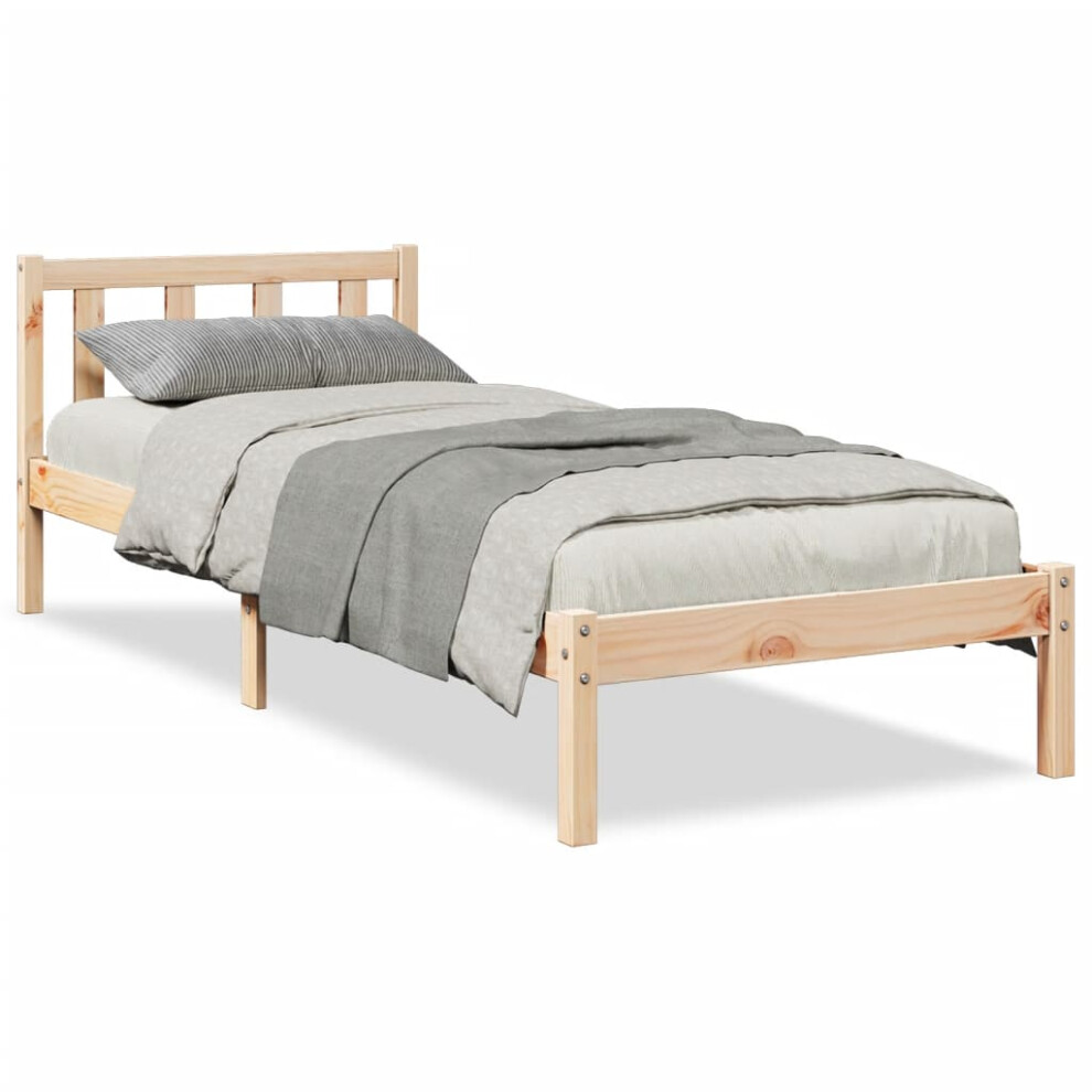 Vidaxl (Natural, 90 X 220 Cm) Bed Frame Home Bedstead Bed Base Mattress Foundation Solid Pinewood