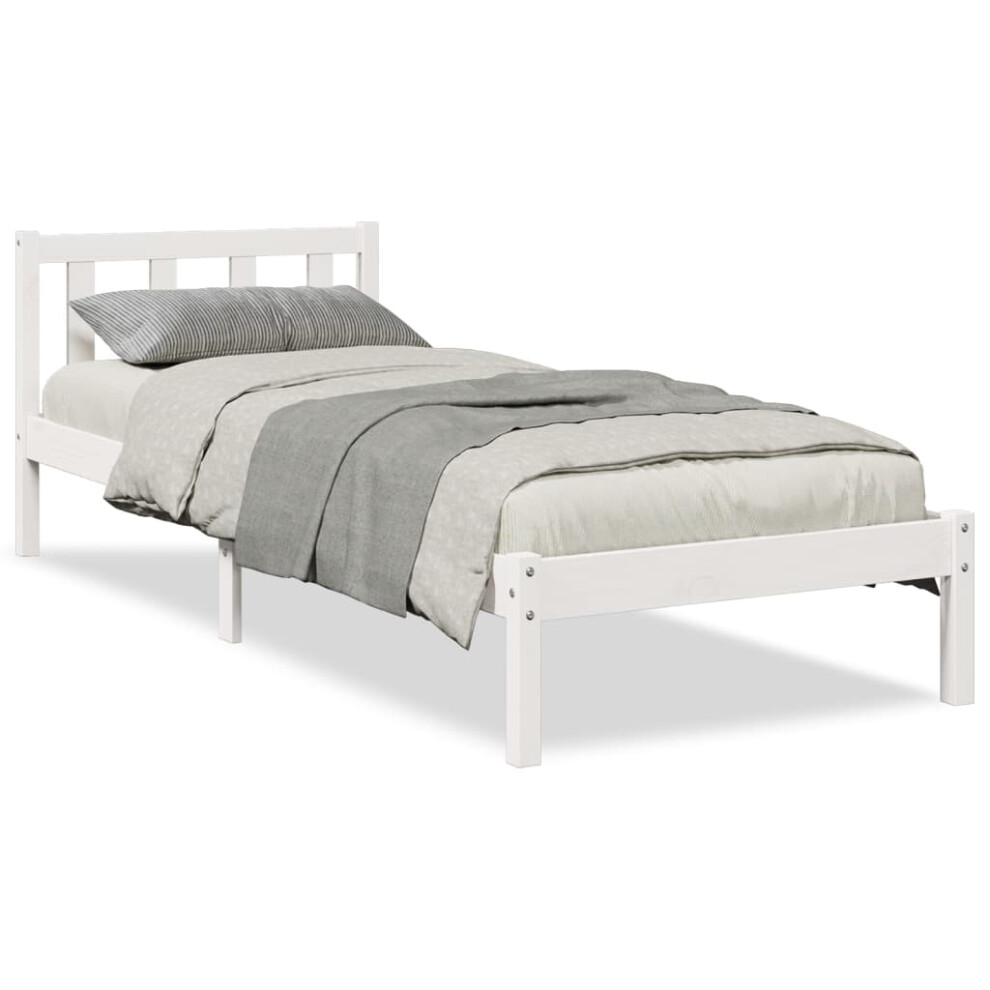 Vidaxl (White, 100 X 210 Cm) Bed Frame Home Bedstead Bed Base Mattress Foundation Solid Pinewood