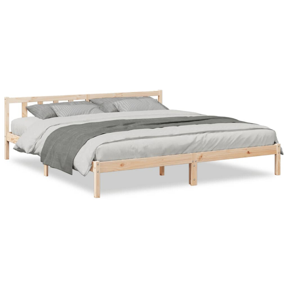 Vidaxl (Natural, 200 X 220 Cm) Bed Frame Home Bedstead Bed Base Mattress Foundation Solid Pinewood