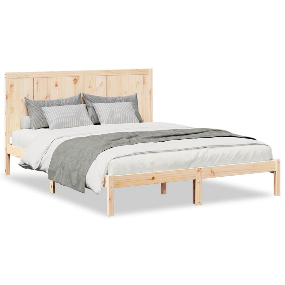 Vidaxl (Natural, 140 X 210 Cm) Bed Frame Bed Base Bedstead Bedroom Mattress Foundation Solid Wood Pine