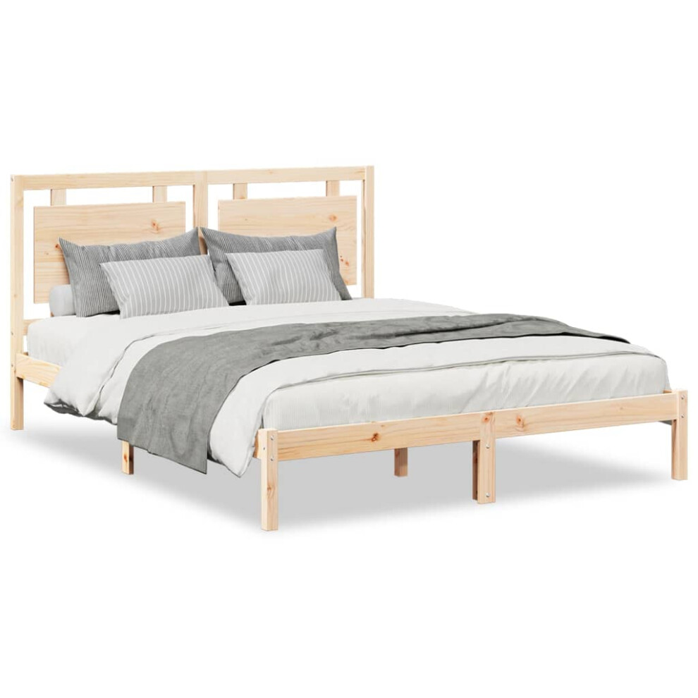 (natural, 160 x 210 cm) vidaXL Bed Frame Wooden Platform Bed Bedstead Bedroom Bed Base Solid Wood