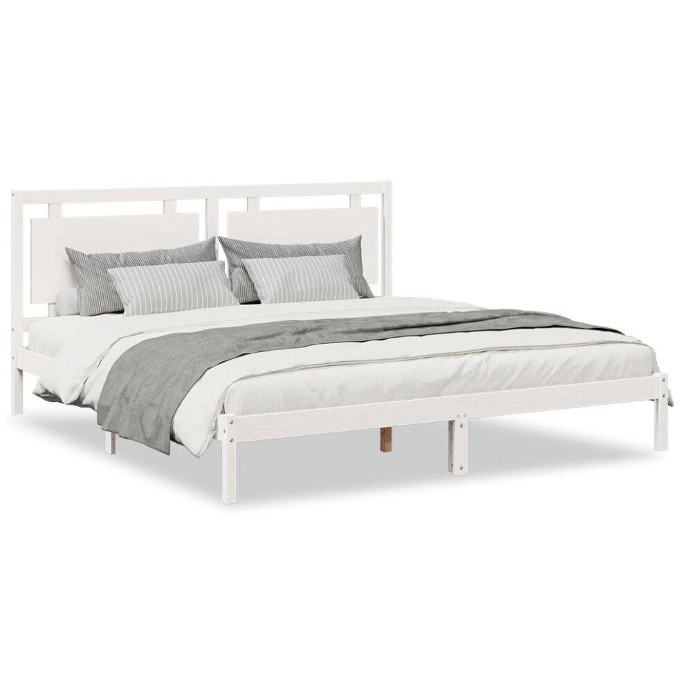 Vidaxl (White, 200 X 210 Cm) Bed Frame Wooden Platform Bed Bedstead Bedroom Bed Base Solid Wood