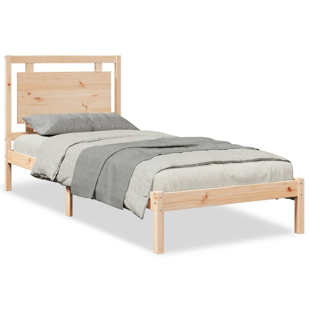 (natural, 90 x 220 cm) vidaXL Bed Frame Wooden Platform Bed Bedstead Bedroom Bed Base Solid Wood