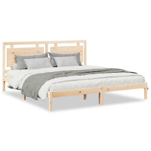 (natural, 180 x 210 cm) vidaXL Bed Frame Wooden Platform Bed Bedstead Bedroom Bed Base Solid Wood