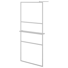 (chrome, 100 x 195 cm/half frosted) vidaXL Walk-in Shower Wall Bath Enclosure with Shelf ESG Glass and Aluminium
