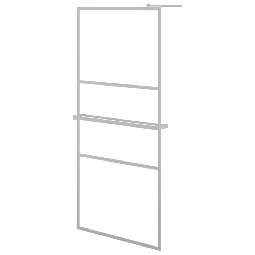 Vidaxl (Chrome, 80 X 195 Cm/Frosted) Walk-In Shower Wall Bath Enclosure With Shelf Esg Glass And Aluminium