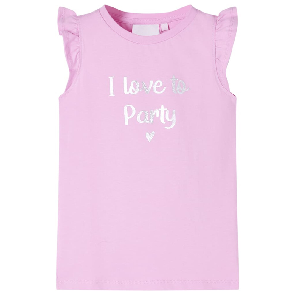 New Vidaxl Girls (Lila, 116 (5-6Y)) Kids' T-Shirt With Ruffle Sleeves Tee Children T Shirt Glitter Print Lila 116