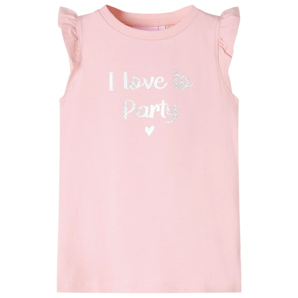 (light pink, 104 (3-4y)) Kids' T-shirt with Ruffle Sleeves Tee Children T Shirt Glitter Print Lila 116