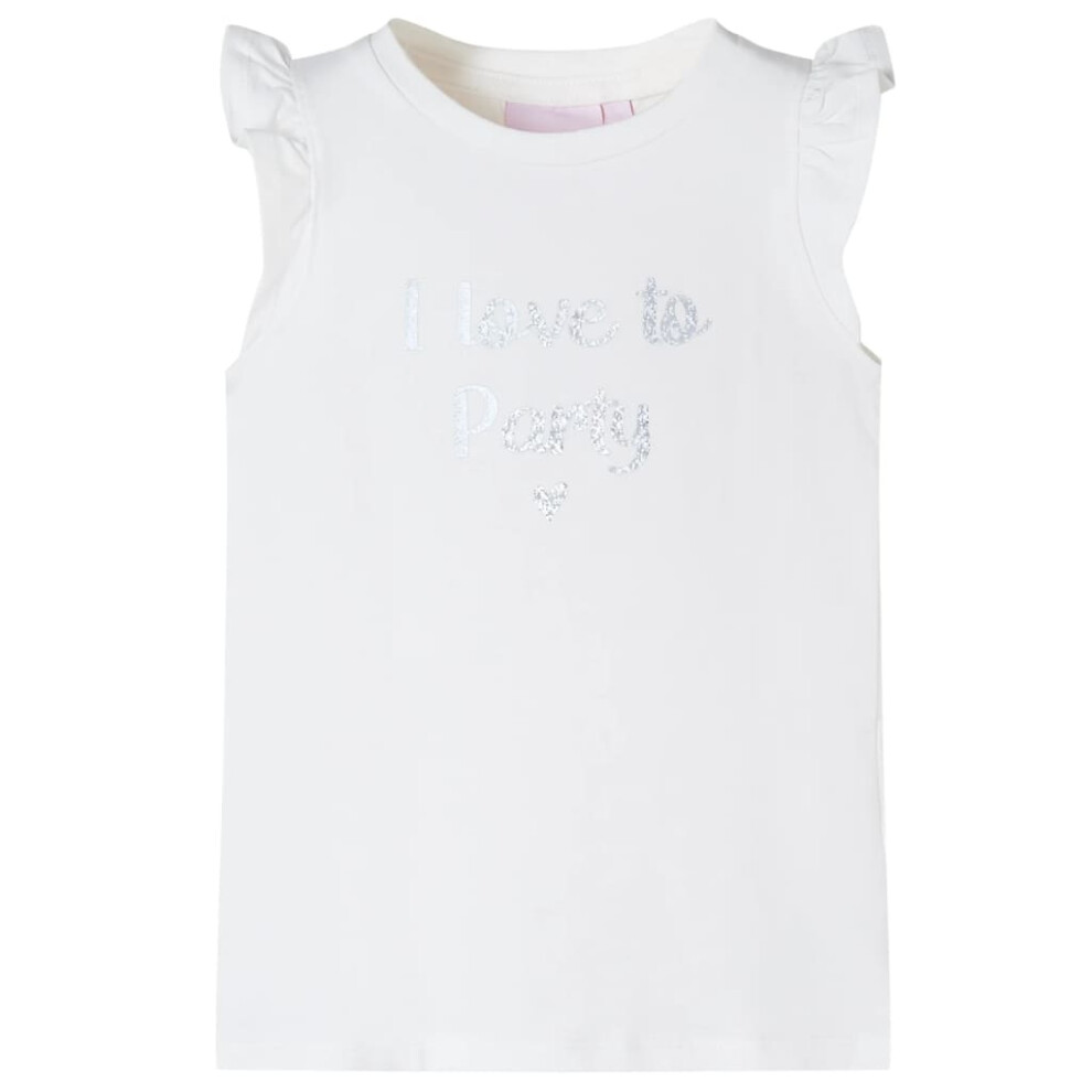 New Vidaxl Girls (, 140 (9-10Y)) Kids' T-Shirt With Ruffle Sleeves Tee Children T Shirt Glitter Print Lila 116 White