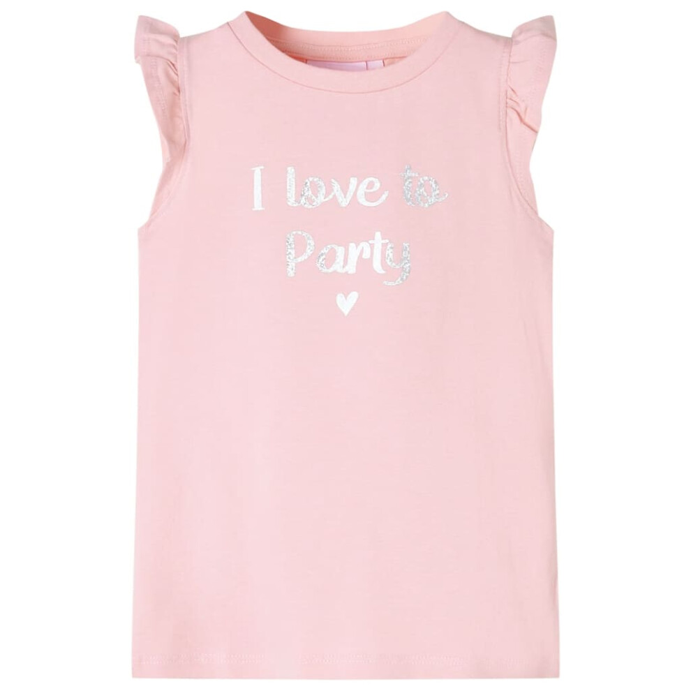 (light pink, 128 (7-8y)) Kids' T-shirt with Ruffle Sleeves Tee Children T Shirt Glitter Print Lila 116