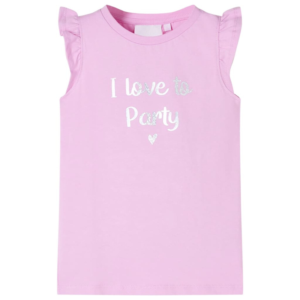 New Vidaxl Girls (Lila, 128 (7-8Y)) Kids' T-Shirt With Ruffle Sleeves Tee Children T Shirt Glitter Print Lila 116