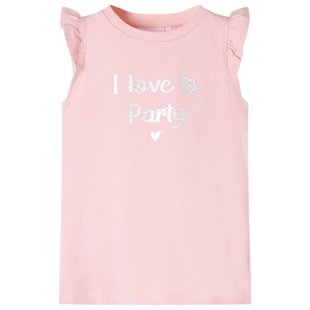 (light pink, 140 (9-10y)) Kids' T-shirt with Ruffle Sleeves Tee Children T Shirt Glitter Print Lila 116