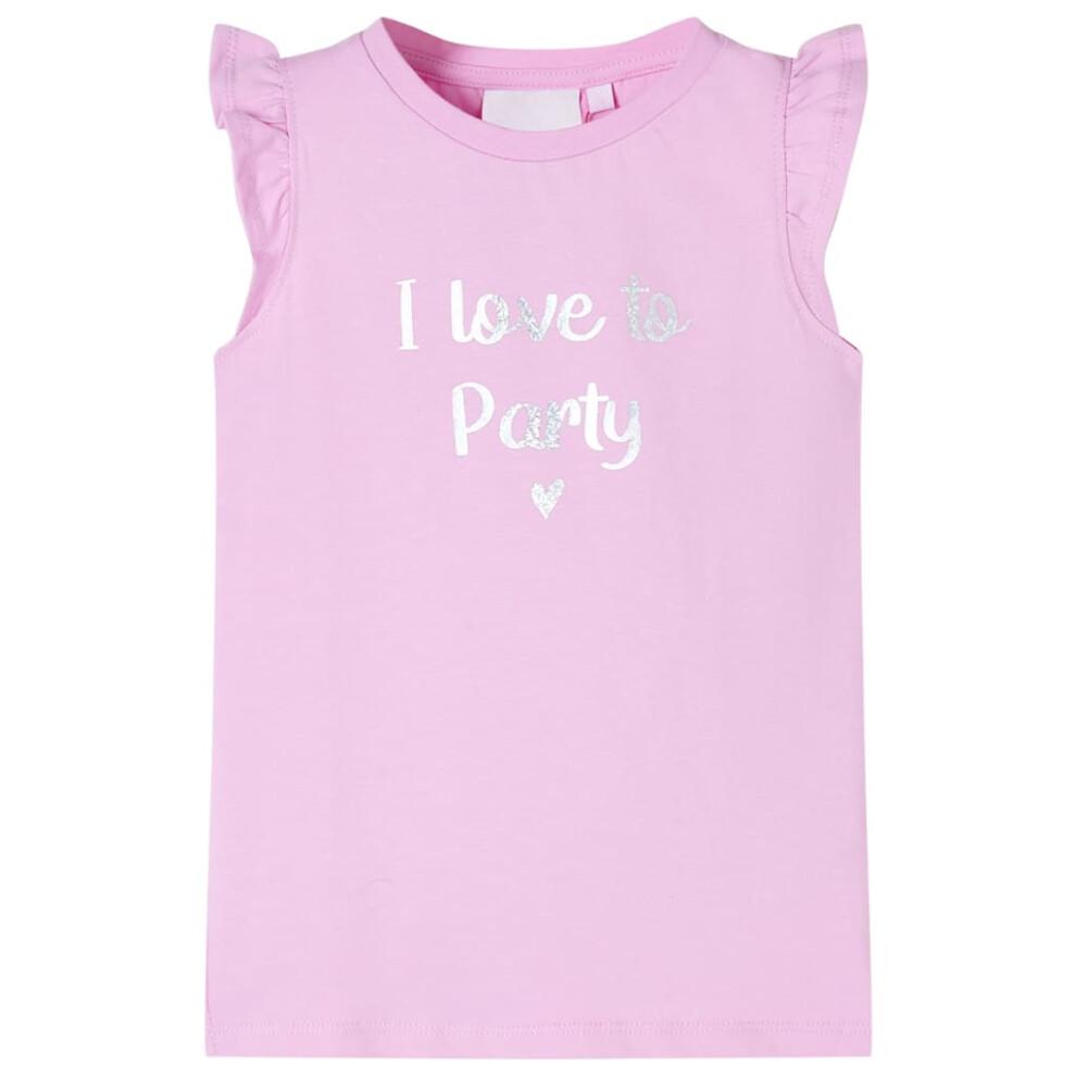 New Vidaxl Girls (Lila, 140 (9-10Y)) Kids' T-Shirt With Ruffle Sleeves Tee Children T Shirt Glitter Print Lila 116 Not,Specified