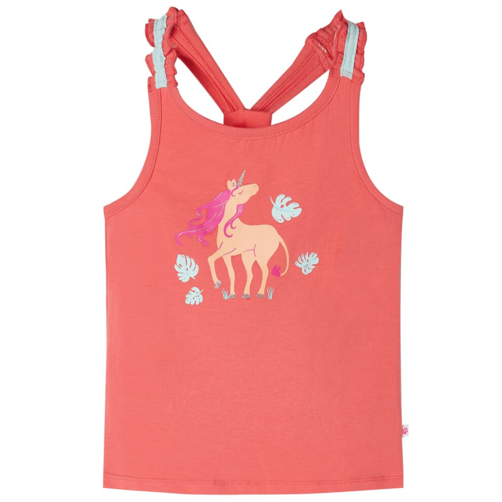 (coral, 104 (3-4y)) Kids' Tank Top Sleeveless Children's Camisole Undershirt Vest Unicorn Print