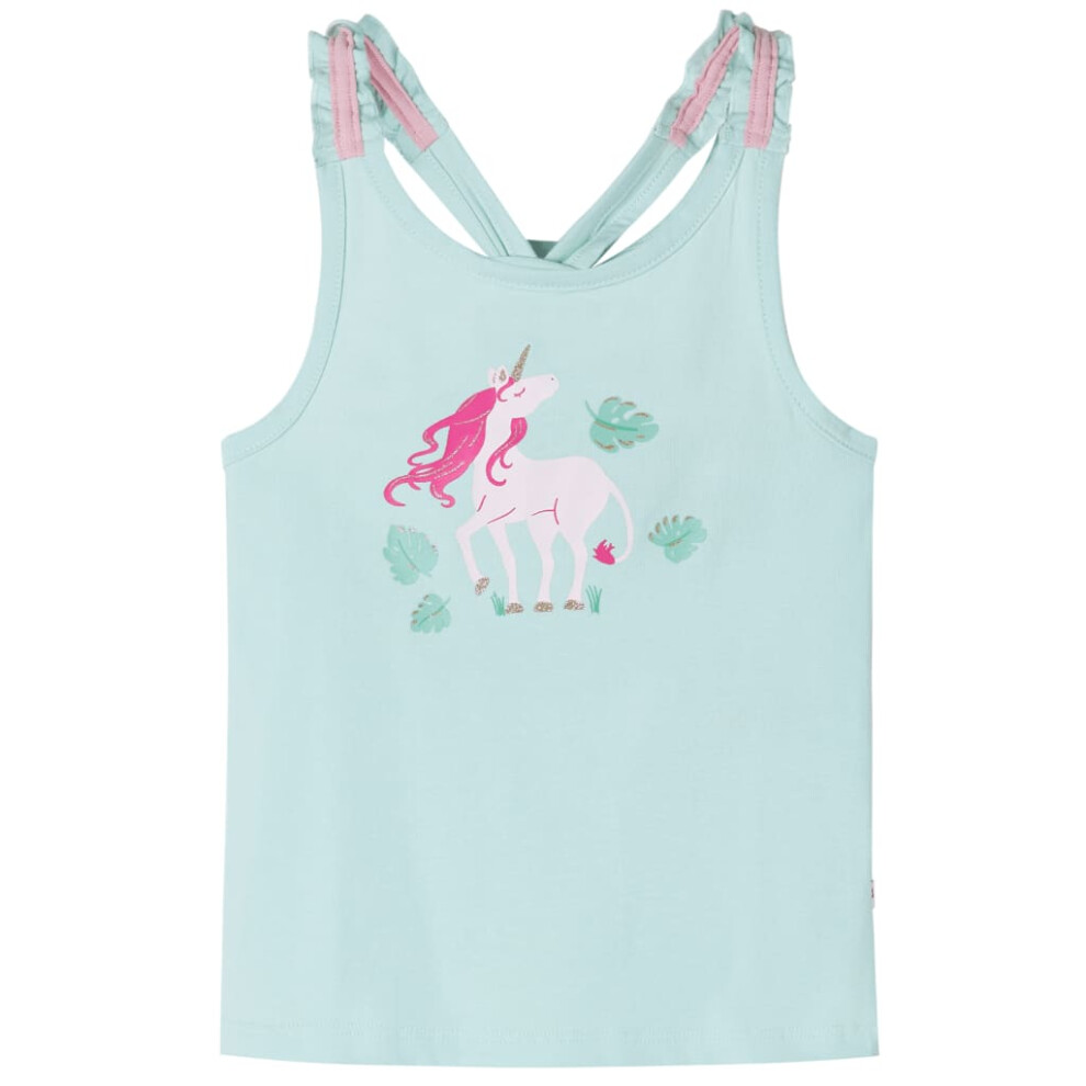 Vidaxl (Mint, 116 (5-6Y)) Kids' Tank Top Sleeveless Children's Camisole Undershirt Vest Unicorn Print