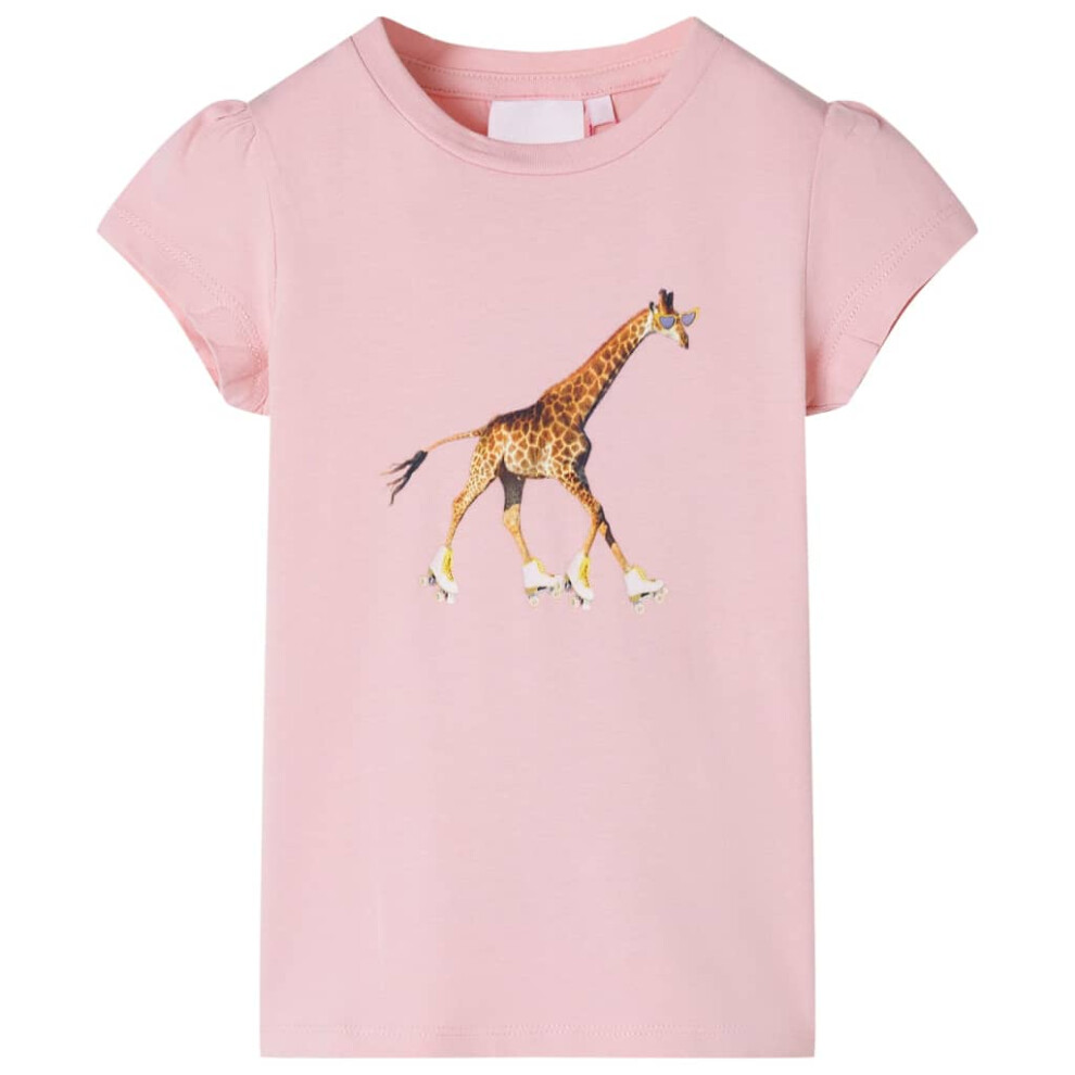 Vidaxl (, 104 (3-4Y)) Kids' T-Shirt Short Sleeves Children's T Shirt Tee Toddler Top Giraffe Print Pink