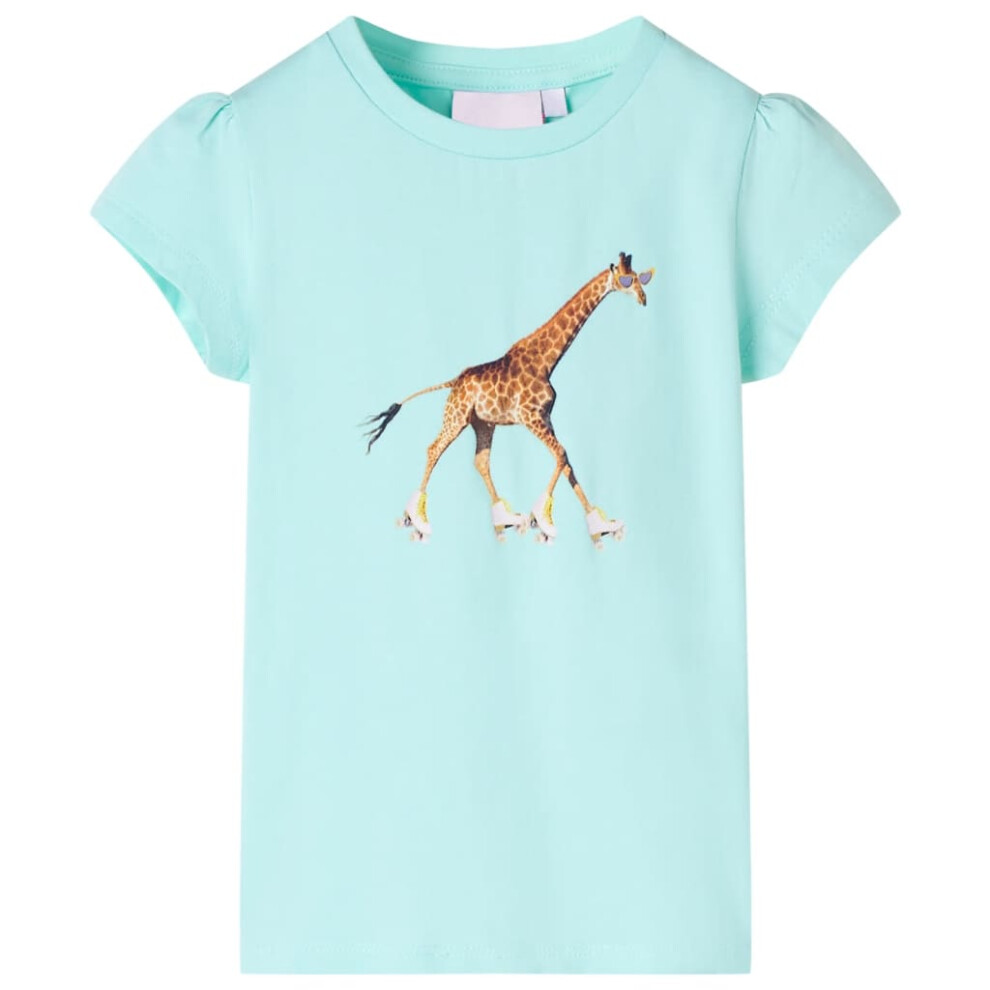 Vidaxl (Aqua, 128 (7-8Y)) Kids' T-Shirt Short Sleeves Children's T Shirt Tee Toddler Top Giraffe Print Not,Specified
