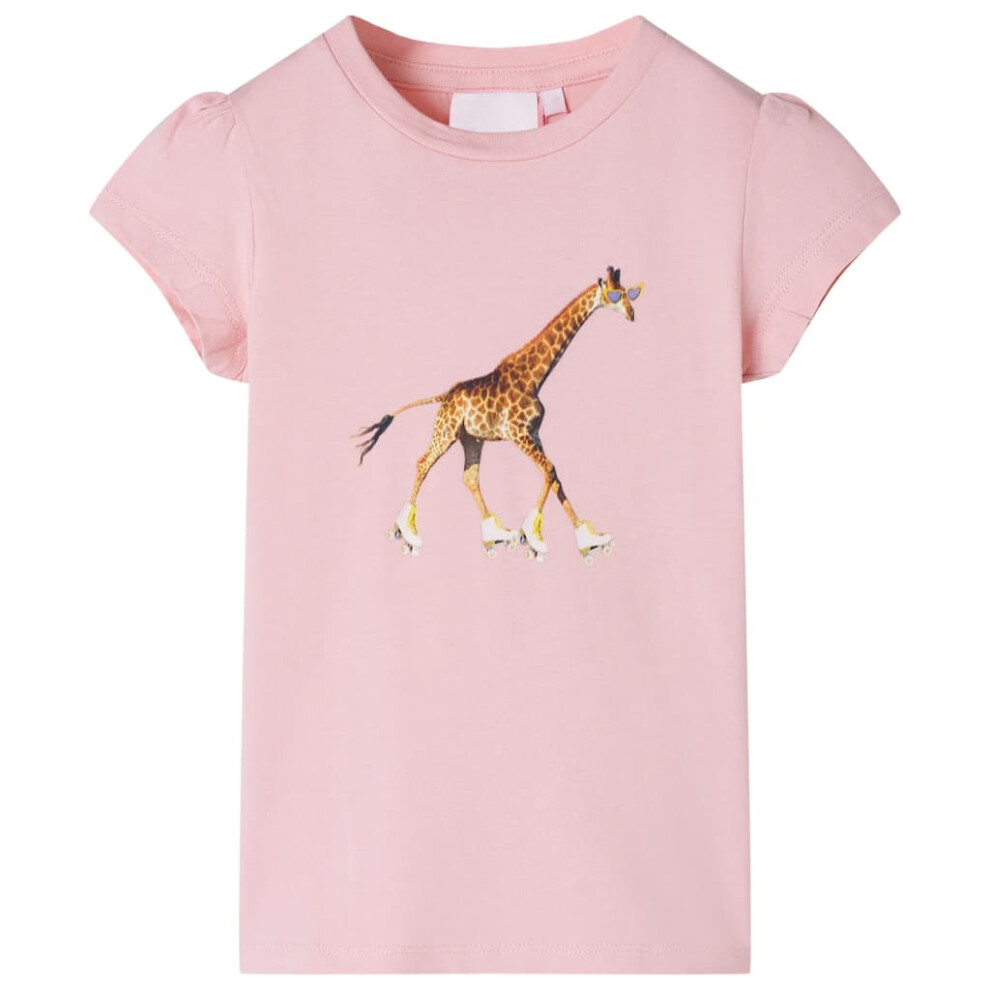 (pink, 128 (7-8y)) Kids' T-shirt Short Sleeves Children's T Shirt Tee Toddler Top Giraffe Print