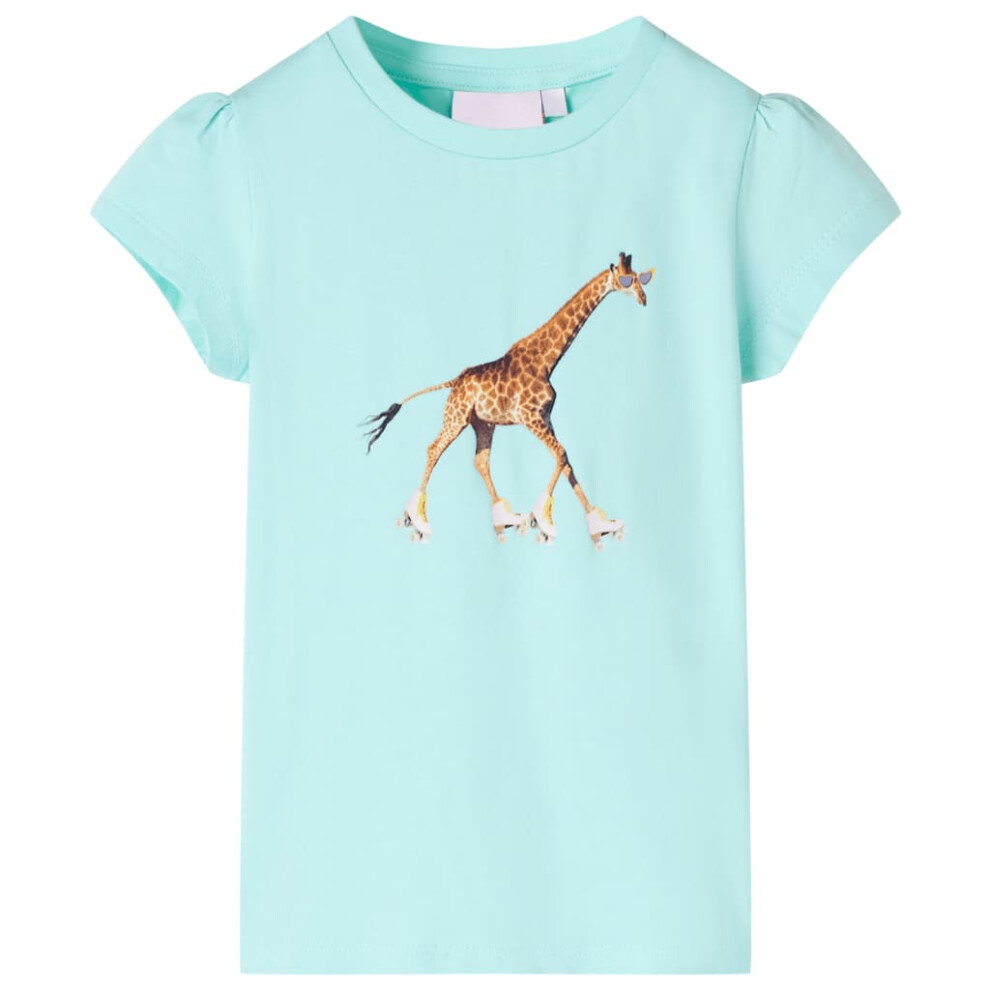Vidaxl (Aqua, 116 (5-6Y)) Kids' T-Shirt Short Sleeves Children's T Shirt Tee Toddler Top Giraffe Print Not,Specified