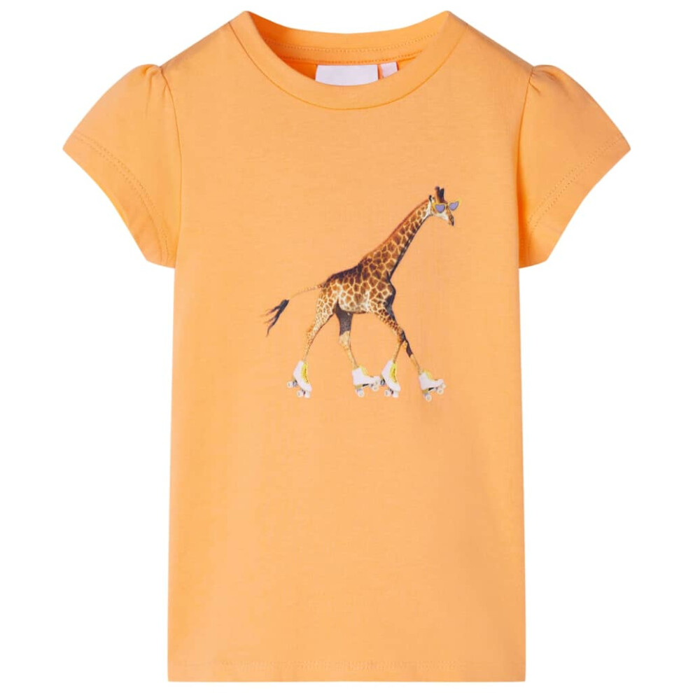 Vidaxl (, 128 (7-8Y)) Kids' T-Shirt Short Sleeves Children's T Shirt Tee Toddler Top Giraffe Print Orange