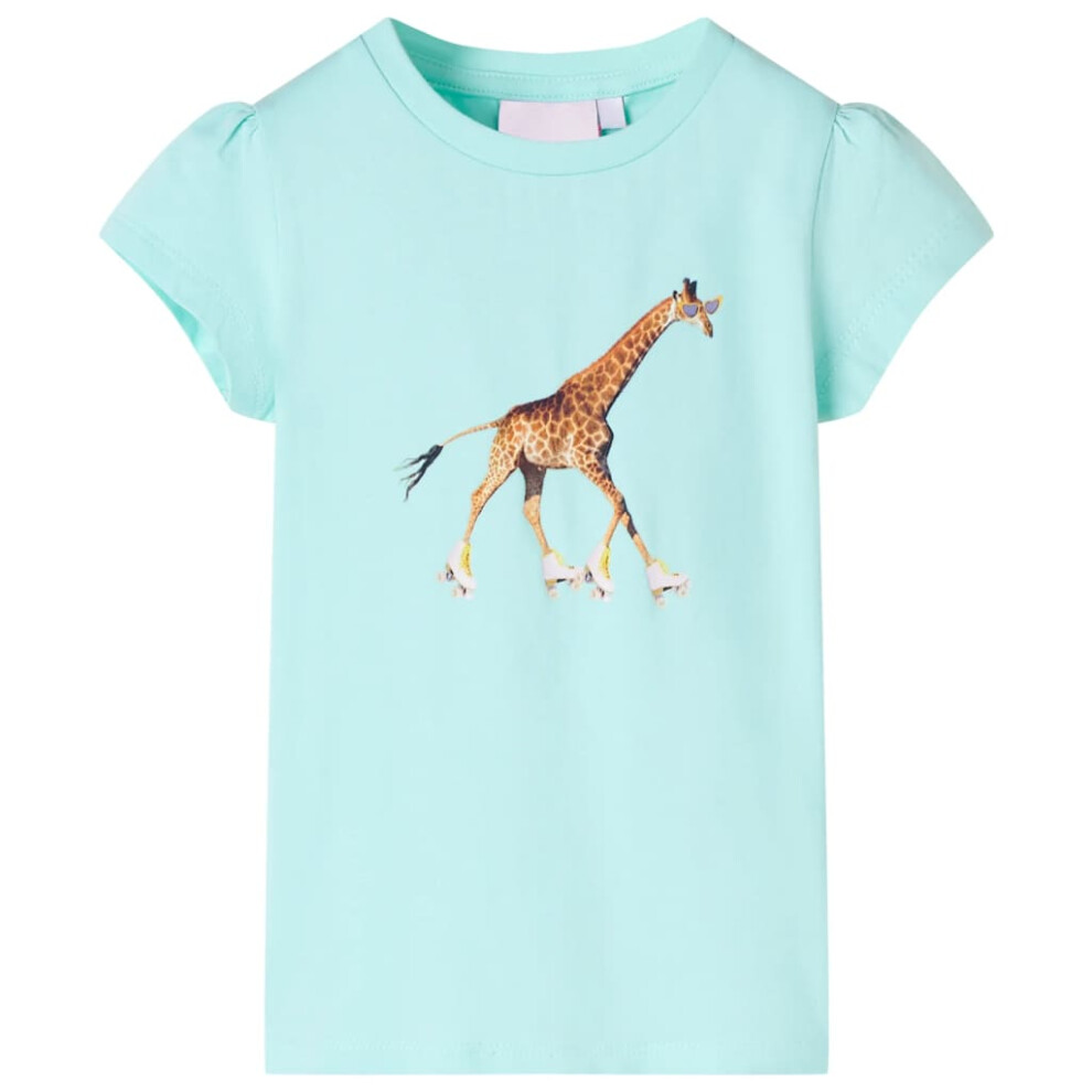 (aqua, 92 (1.5-2y)) Kids' T-shirt Short Sleeves Children's T Shirt Tee Toddler Top Giraffe Print