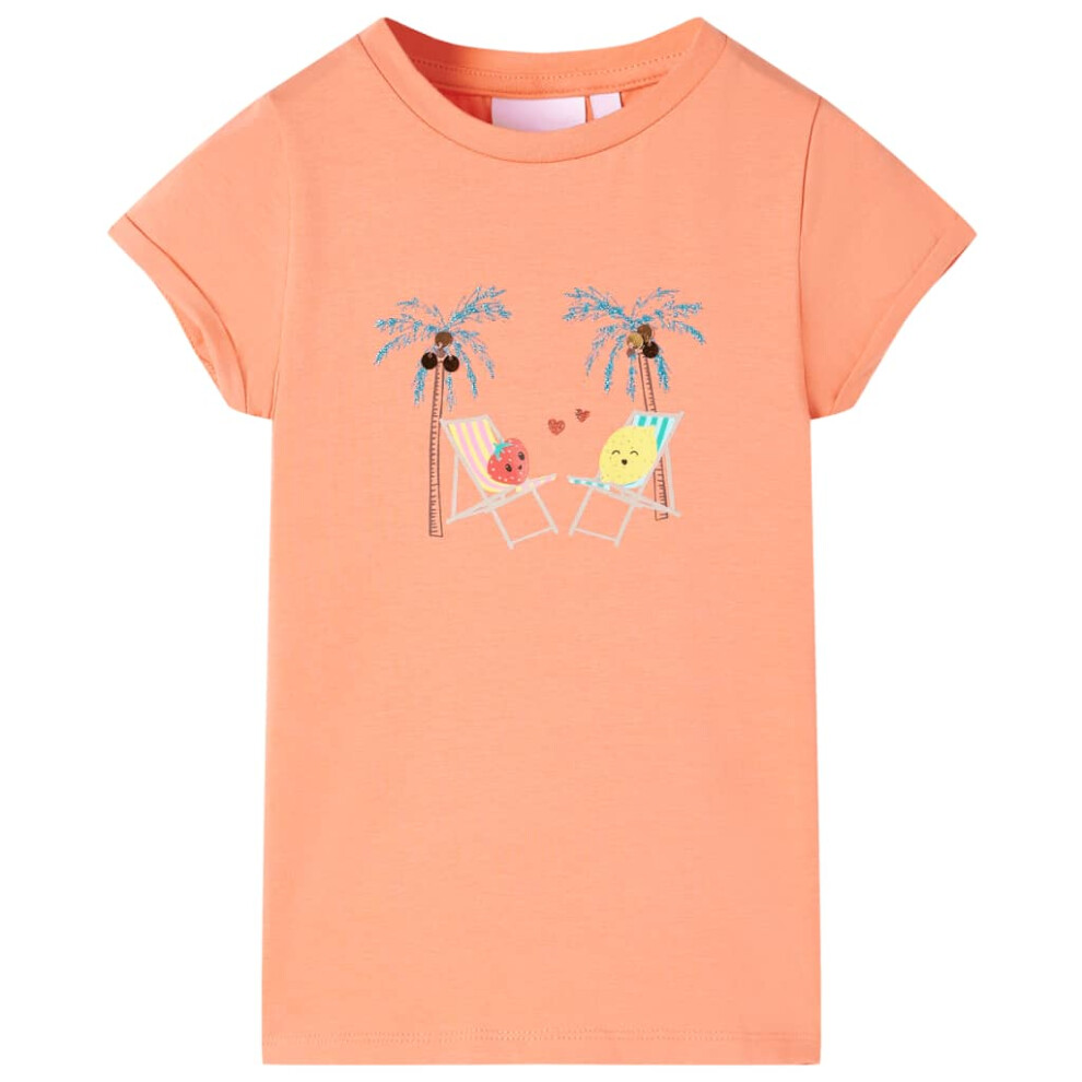 Vidaxl (, 140 (9-10Y)) Kids' T-Shirt Short Sleeves Children's T Shirt Tee Kids' Top Cartoon Design Peach