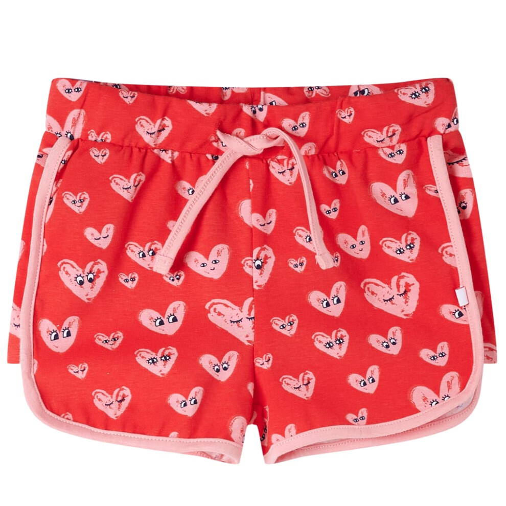 (140 (9-10y)) Kids' Shorts with Drawstring Children's Pants Elasticated Waist Shorts Red