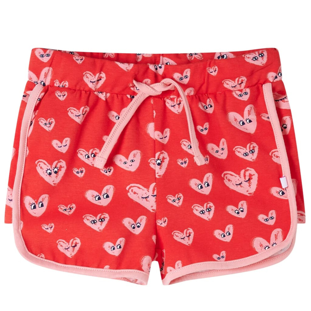 (128 (7-8y)) Kids' Shorts with Drawstring Children's Pants Elasticated Waist Shorts Red