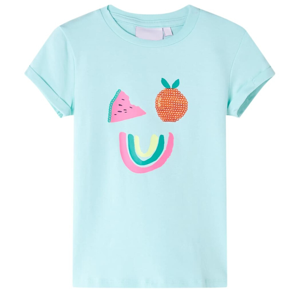 (aqua, 104 (3-4y)) Kids' T-shirt Short Sleeves Children's T Shirt Tee Top Colourful Fruit Print