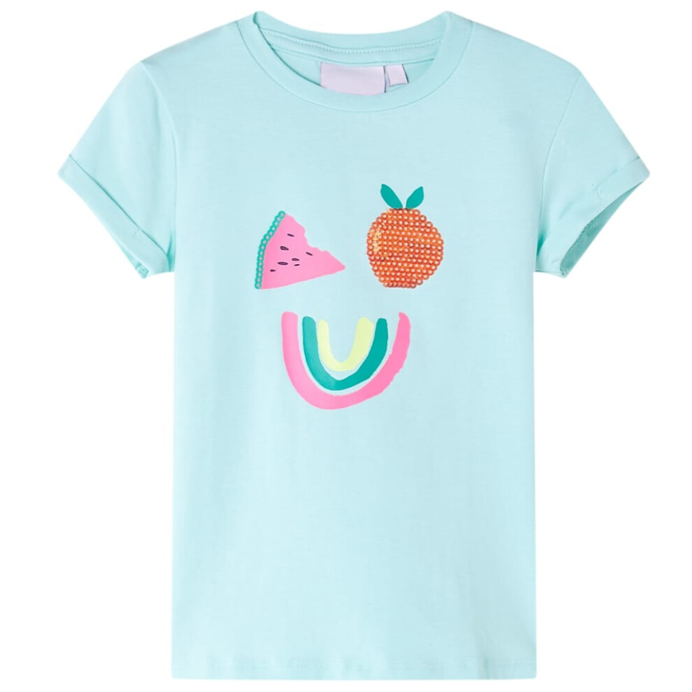 (aqua, 92 (1.5-2y)) Kids' T-shirt Short Sleeves Children's T Shirt Tee Top Colourful Fruit Print