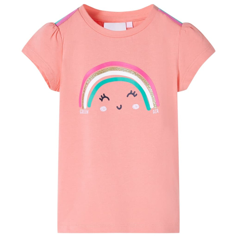 (coral, 116 (5-6y)) Kids' T-shirt Short Sleeves Children's T Shirt Tee Kids' Top Rainbow Print