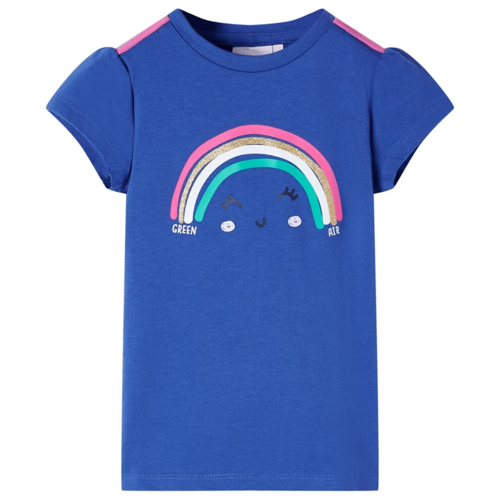 (blue, 128 (7-8y)) Kids' T-shirt Short Sleeves Children's T Shirt Tee Kids' Top Rainbow Print