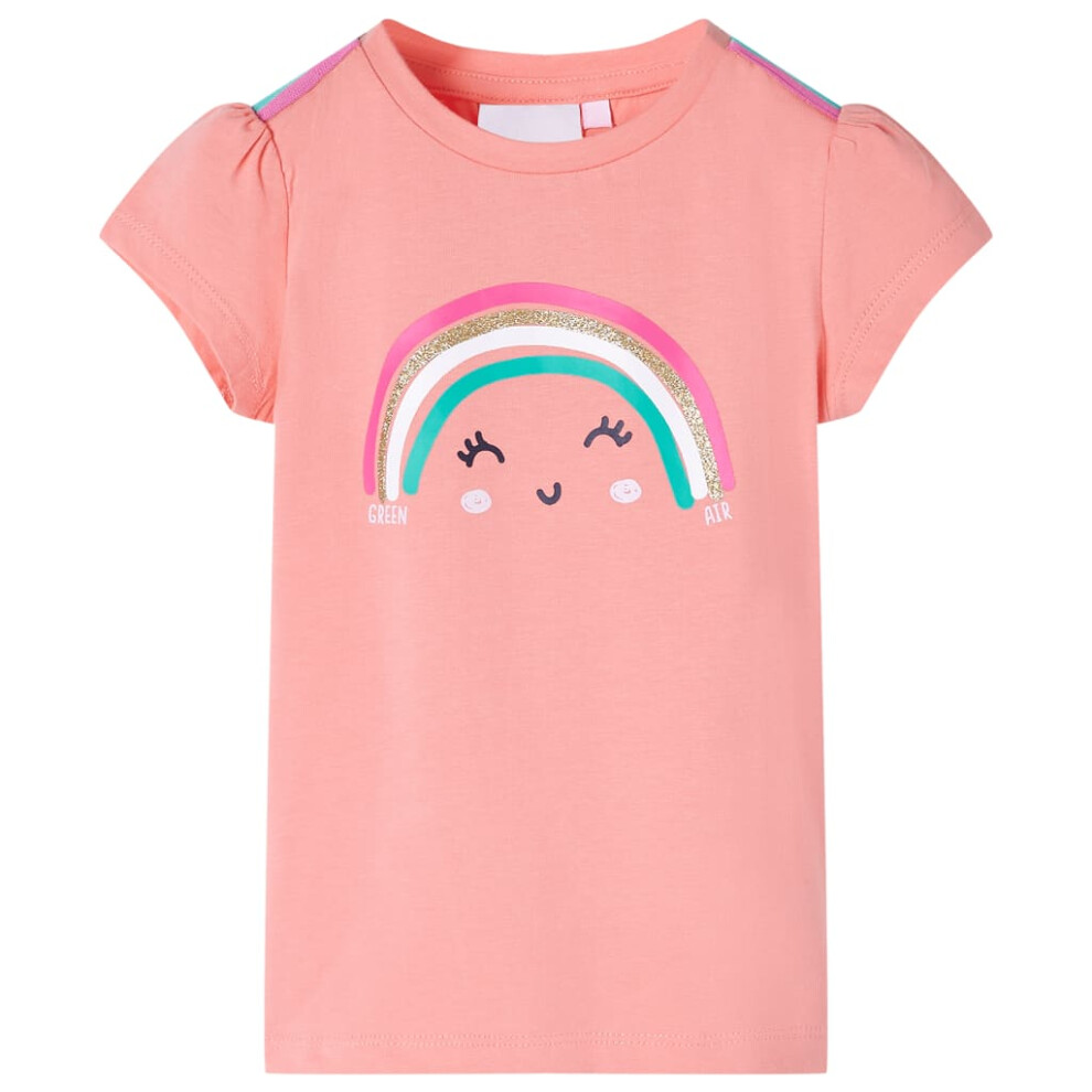 (coral, 92 (1.5-2y)) Kids' T-shirt Short Sleeves Children's T Shirt Tee Kids' Top Rainbow Print