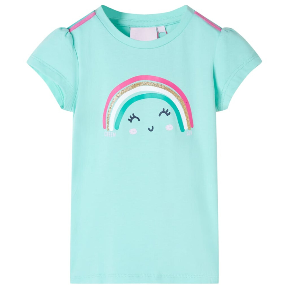 (mint, 116 (5-6y)) Kids' T-shirt Short Sleeves Children's T Shirt Tee Kids' Top Rainbow Print