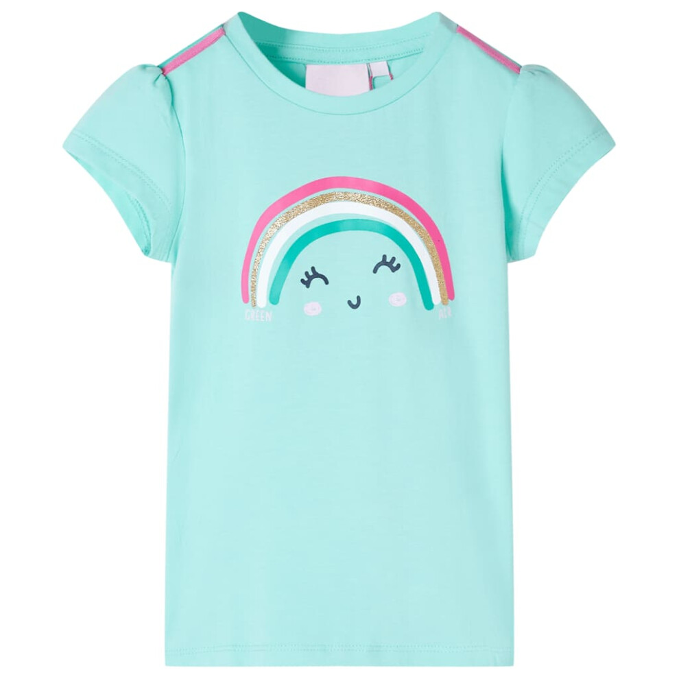 (mint, 140 (9-10y)) Kids' T-shirt Short Sleeves Children's T Shirt Tee Kids' Top Rainbow Print