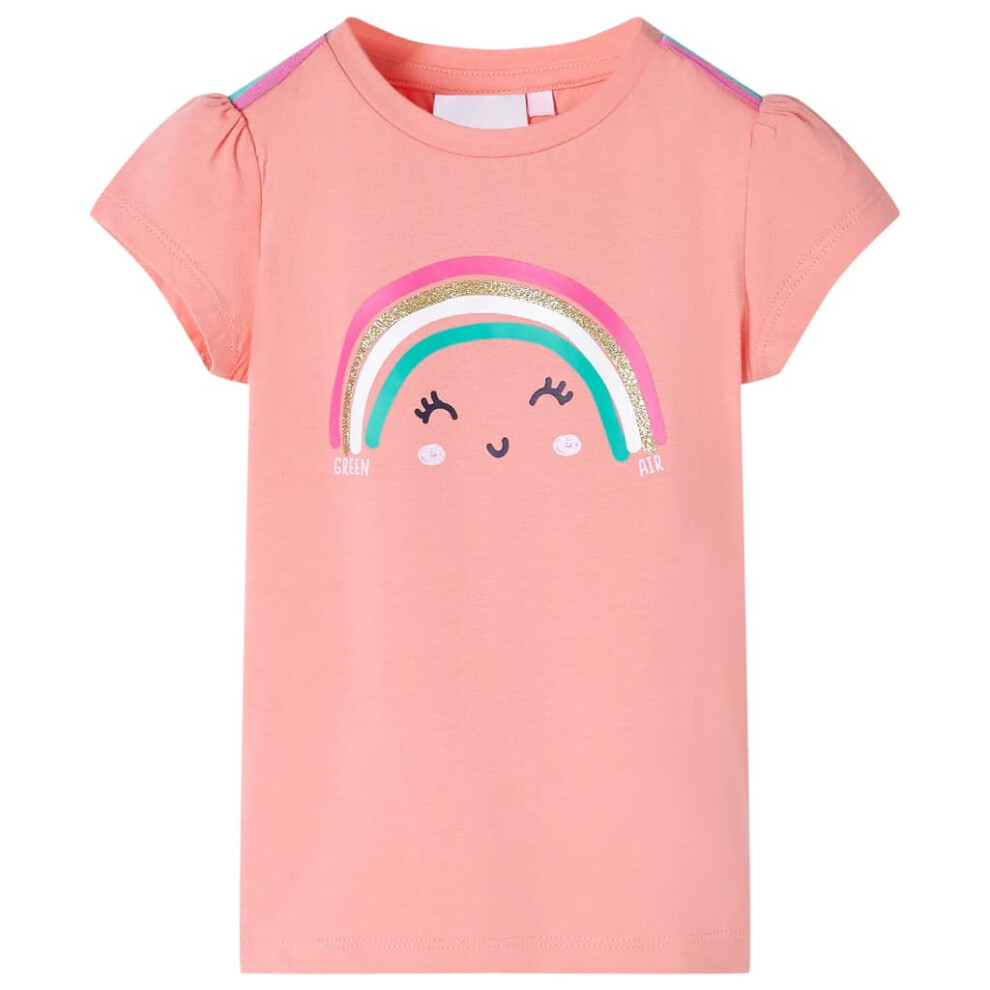 (coral, 140 (9-10y)) Kids' T-shirt Short Sleeves Children's T Shirt Tee Kids' Top Rainbow Print