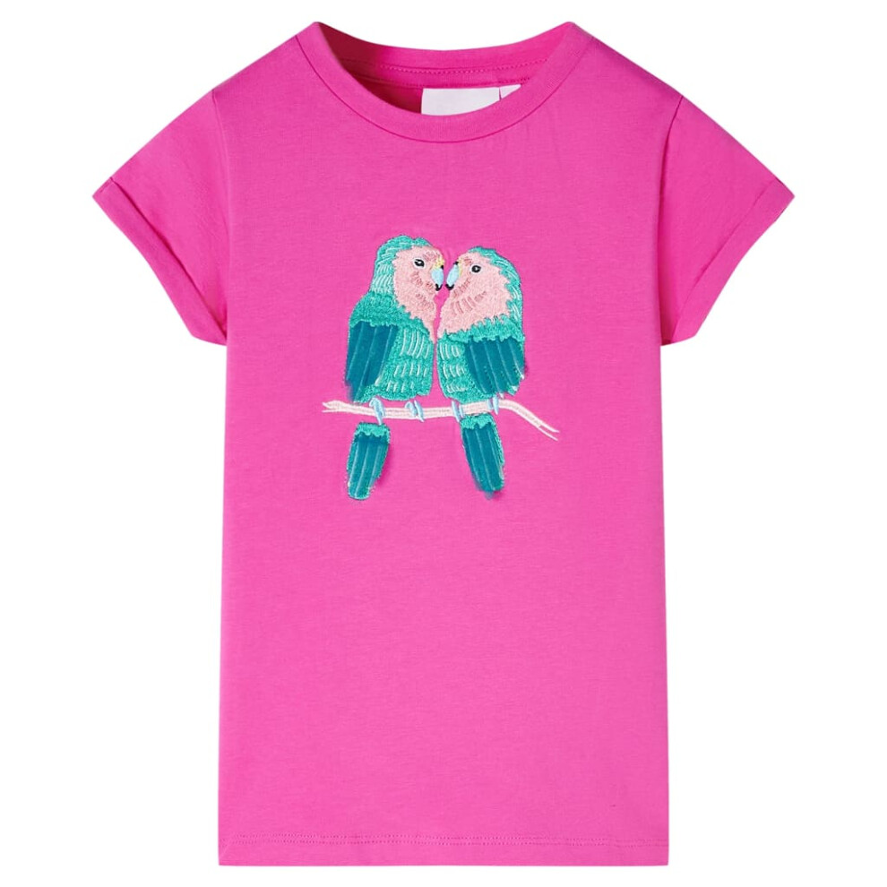 (pink, 116 (5-6y)) Kids' T-shirt Short Sleeves Tee Children's T Shirt Toddler Top Dark Pink 116