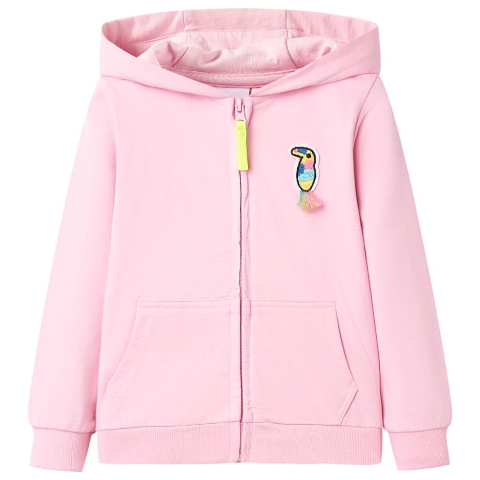 (116 (5-6y)) Kids' Hooded Sweatshirt with Zip Toddler Children Pullover Hoodie Bright Pink