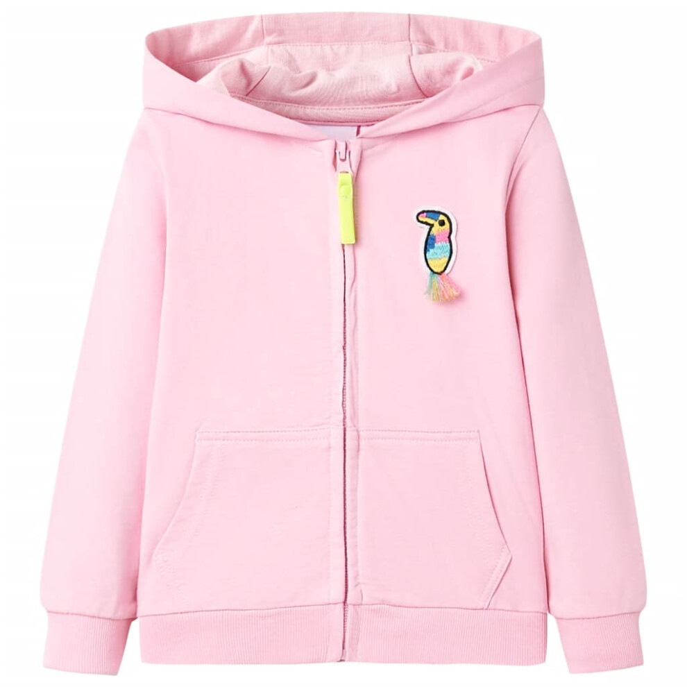 New Vidaxl Girls (92 (1.5-2Y)) Kids' Hooded Sweatshirt With Zip Toddler Children Pullover Hoodie Bright Pink