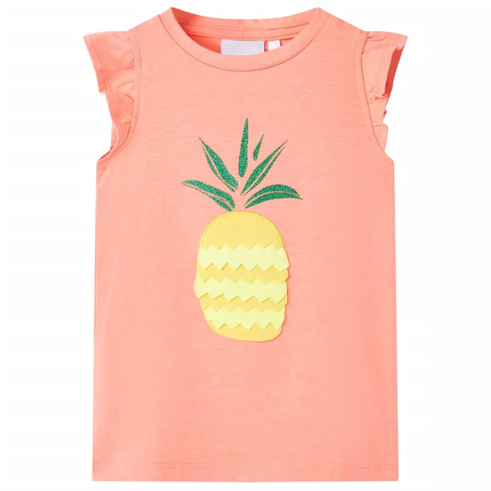 (coral, 92 (1.5-2y)) Kids' T-shirt Short Sleeves Tee Children T Shirt Toddler Top Neon Coral 92